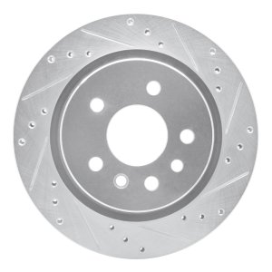Cadillac Catera Brake Rotor (1) - Rear Right - R1 Concepts - Drilled & Slotted - Silver - 2001